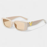Retro Square Glasses Black Frame Gold V Detail Collection
