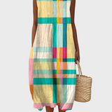 Cleo | Vintage Abstract Plaid Cotton Dress