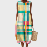 Cleo | Vintage Abstract Plaid Cotton Dress