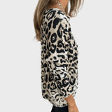 Sophie | Autumn Lightweight Top with Leopard Print