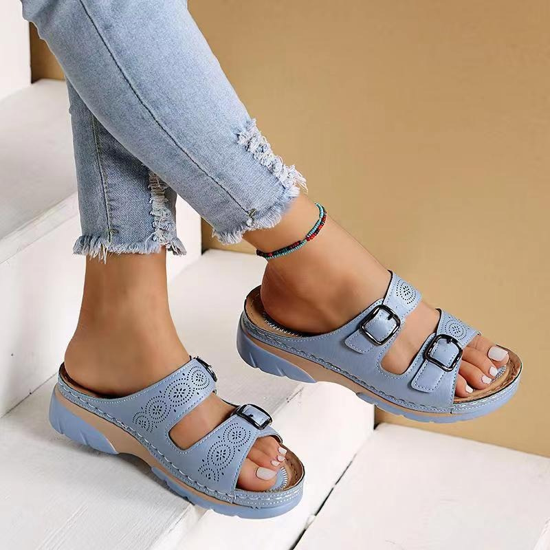 Women’s Sandals – Ergonomic Slip-On – Adjustable Buckle Straps – Breathable Comfort