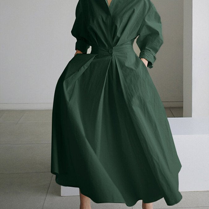 Taliah™ Polo Collar Long Sleeve Dress 
