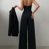 Women's High-Waist Spaghetti Strap Jumpsuit