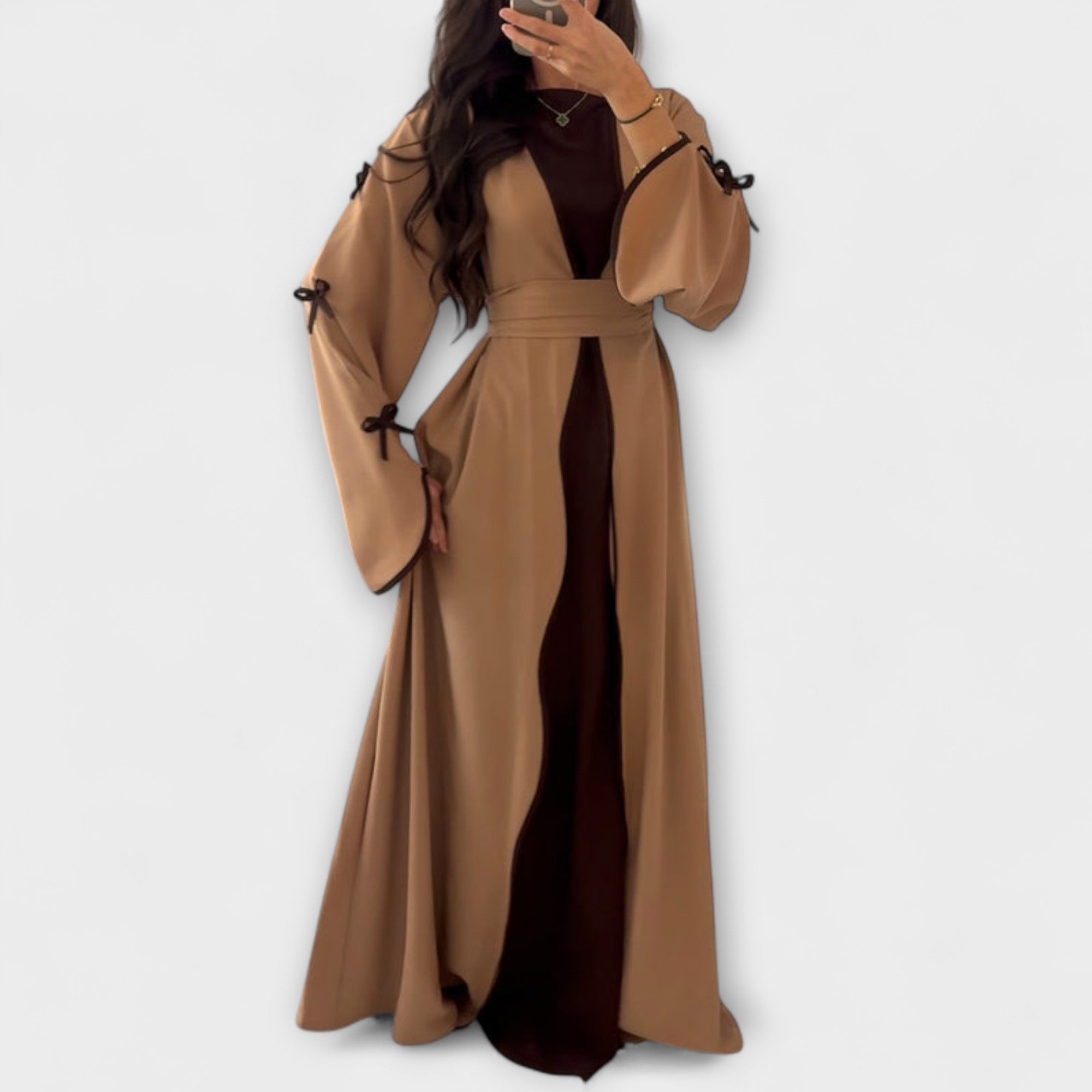 Ainsley | Luxurious Striped Cardigan Dress Ensemble