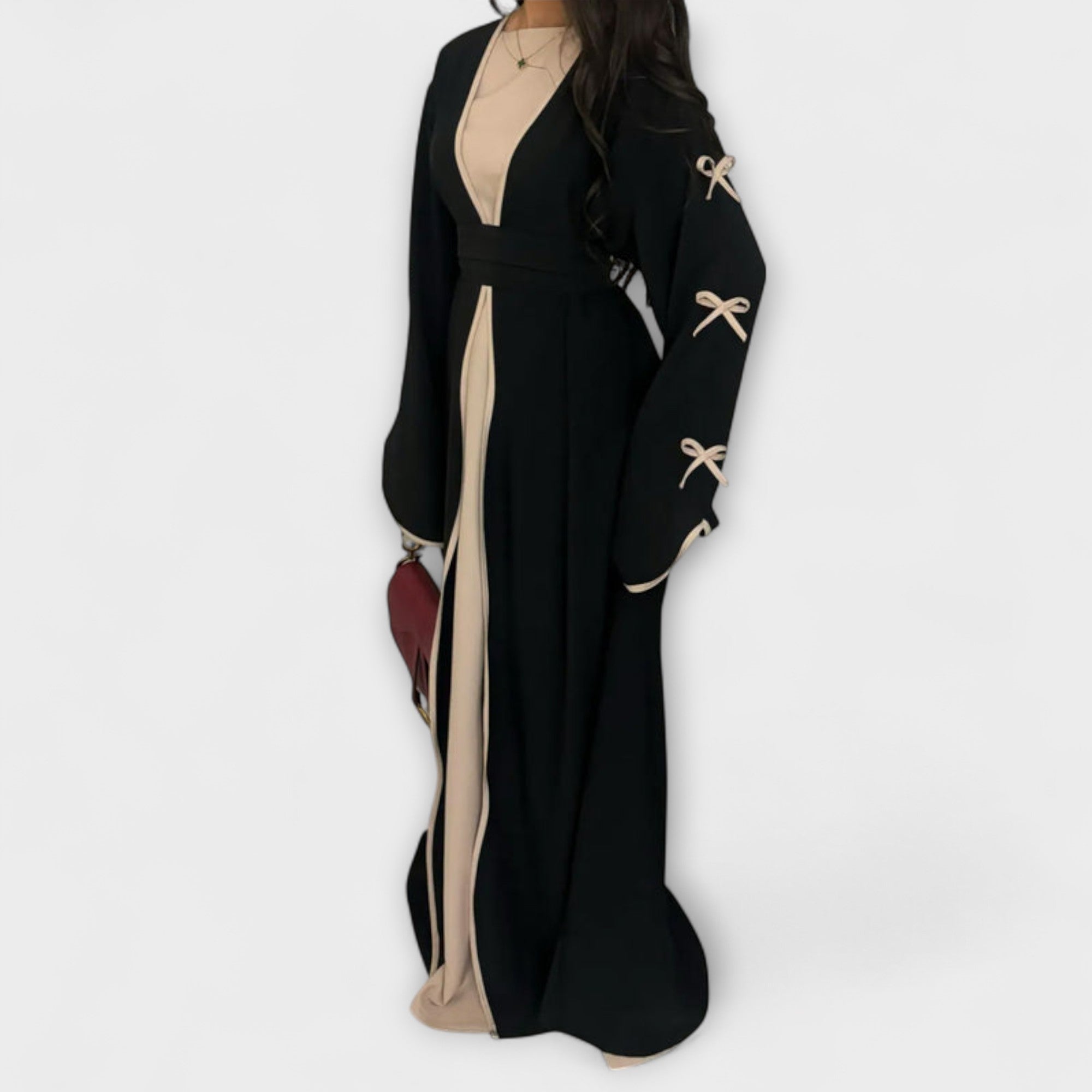 Ainsley | Luxurious Striped Cardigan Dress Ensemble