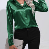 Luna - Satin Button-Up Blouse
