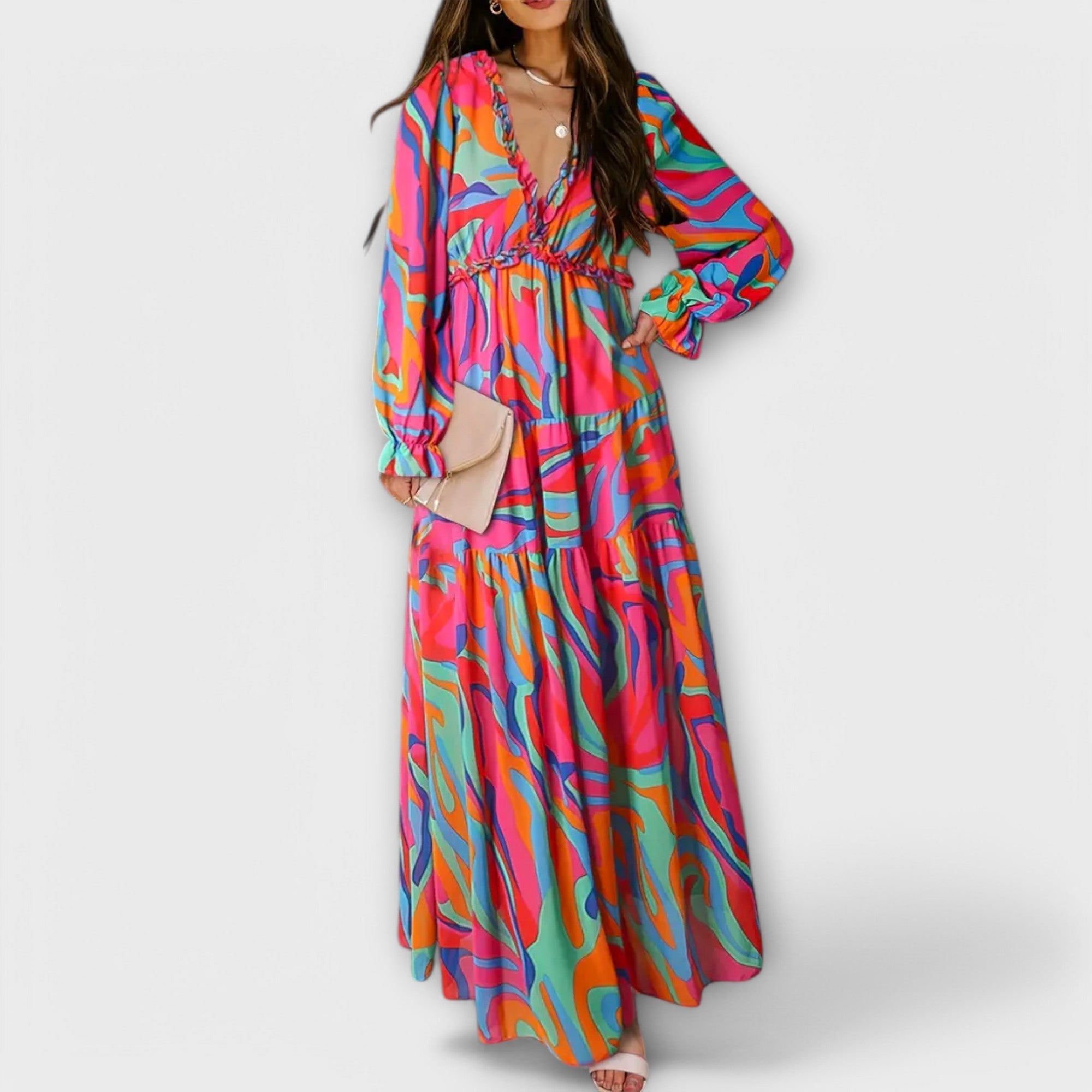 Alexandrina | Floral Maxi Dress Featuring Embroidery
