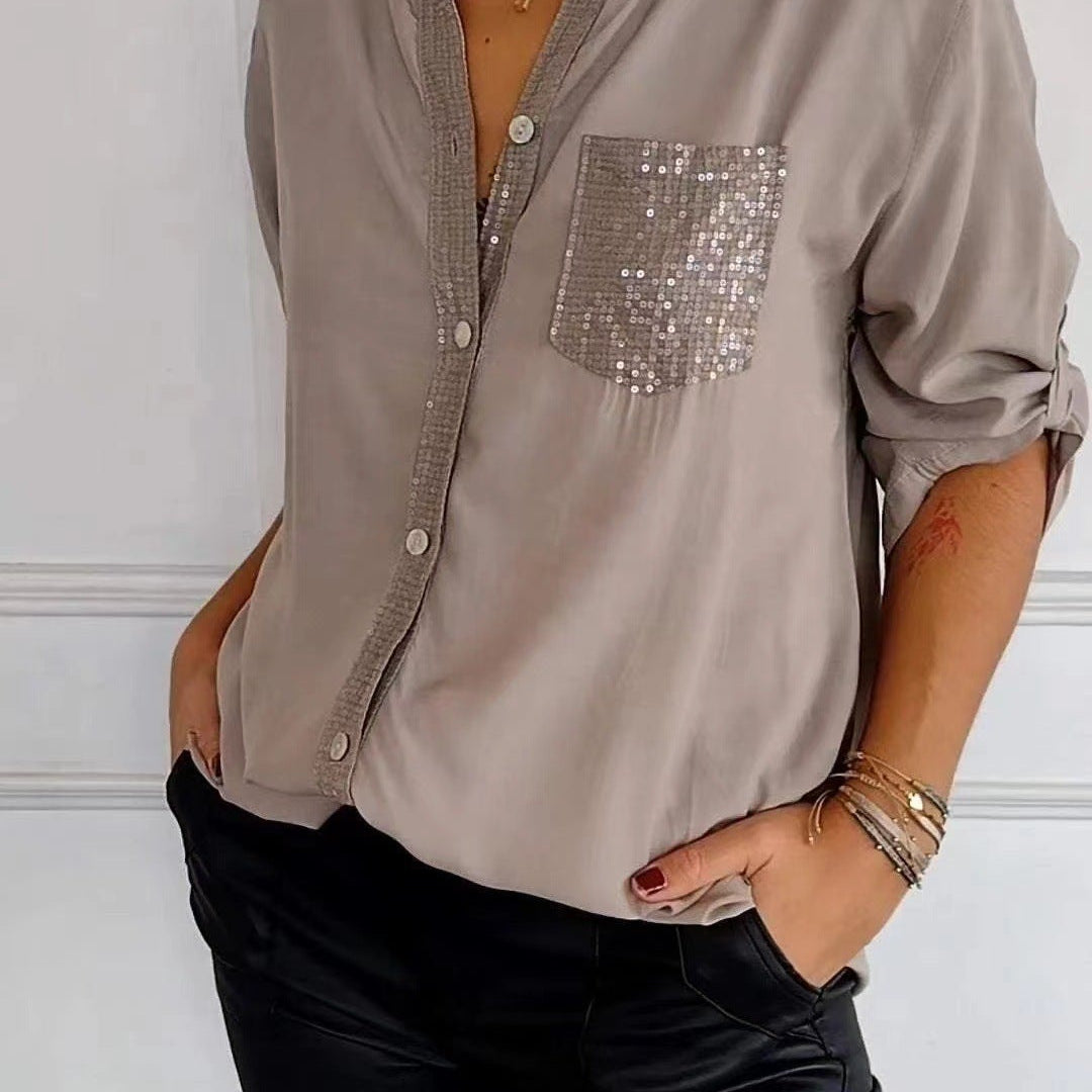 Sequin Pocket Glitter Blouse | Stylish Partywear for Women