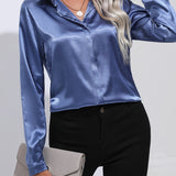 Luna - Satin Button-Up Blouse