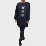Edith | Heart Print Long Sleeve Sweatshirt