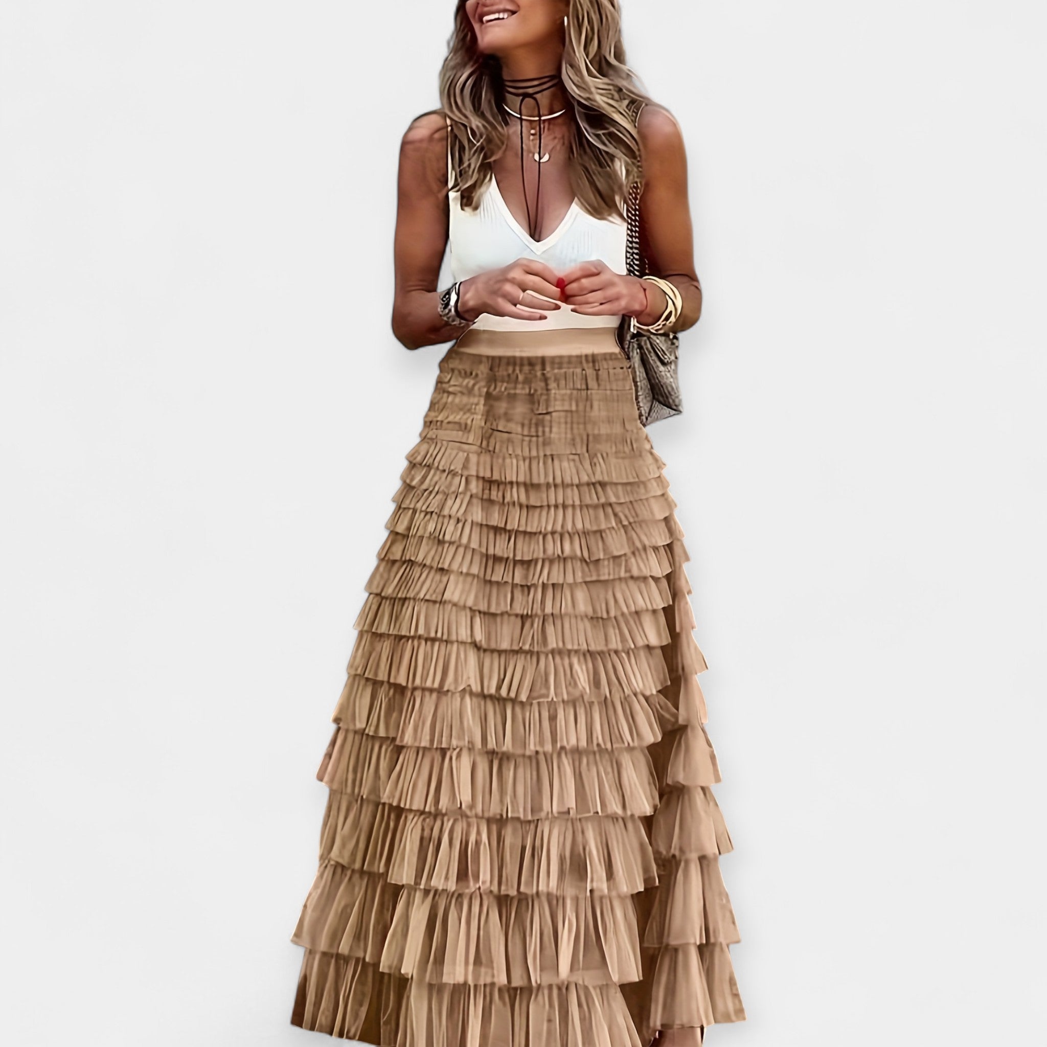 Alexandra | Boho Unquestionably Textured Satin Skirt