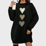 Edith | Heart Print Long Sleeve Sweatshirt