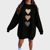 Edith | Heart Print Long Sleeve Sweatshirt