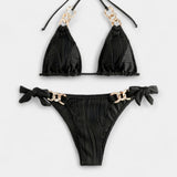 Alexandra | Striped Bikini Set With Embellishments