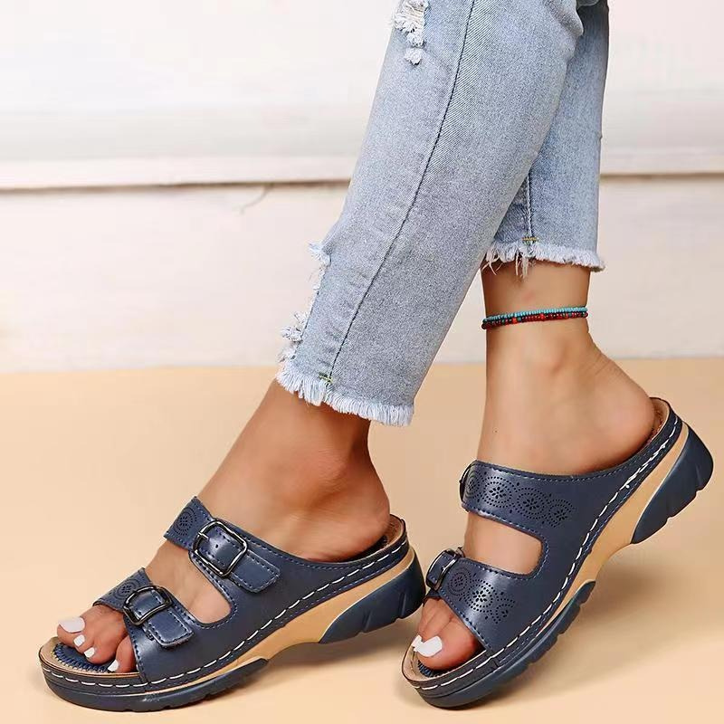 Women’s Sandals – Ergonomic Slip-On – Adjustable Buckle Straps – Breathable Comfort