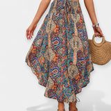 Catherine-Elizabeth | Floral High-Waisted Midi Skirt Luxe