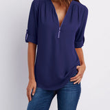 Half zip-front formal blouse for women