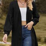 Women's stylish textured cardigan with lantern sleeves