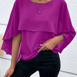 Layered blouse with batwing sleeves for women
