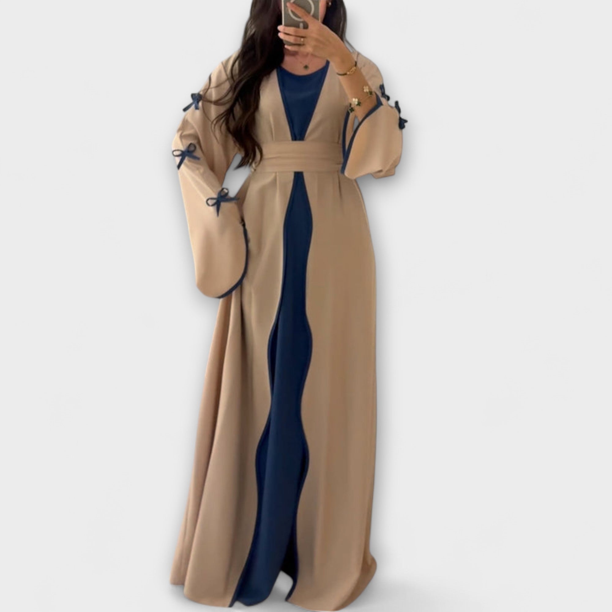 Ainsley | Luxurious Striped Cardigan Dress Ensemble