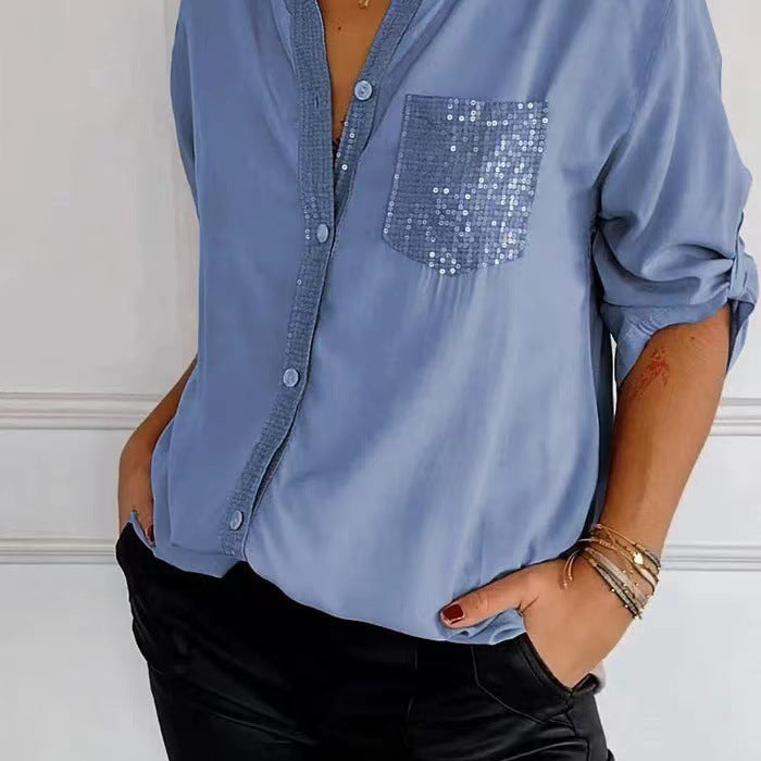 Sequin Pocket Glitter Blouse | Stylish Partywear for Women