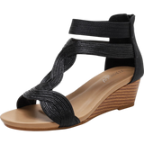 Women’s Wedge Sandals – Woven Crisscross Straps – Open Toe – Back Zipper – Comfortable Fit