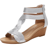 Women’s Wedge Sandals – Woven Crisscross Straps – Open Toe – Back Zipper – Comfortable Fit