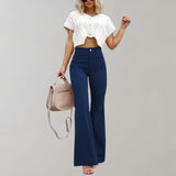 Women's High-Waisted Trousers - Flared Wide Leg - Elegant & Flattering Fit