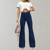 Women's High-Waisted Trousers - Flared Wide Leg - Elegant & Flattering Fit