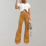 Women's High-Waisted Trousers - Flared Wide Leg - Elegant & Flattering Fit