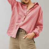 Women’s Blouse – Relaxed Fit – Long Sleeve – Button-Down – Breathable Blend