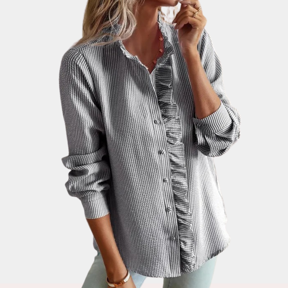 Stylish Striped Summer Blouse with Lightweight Breathable Fabric