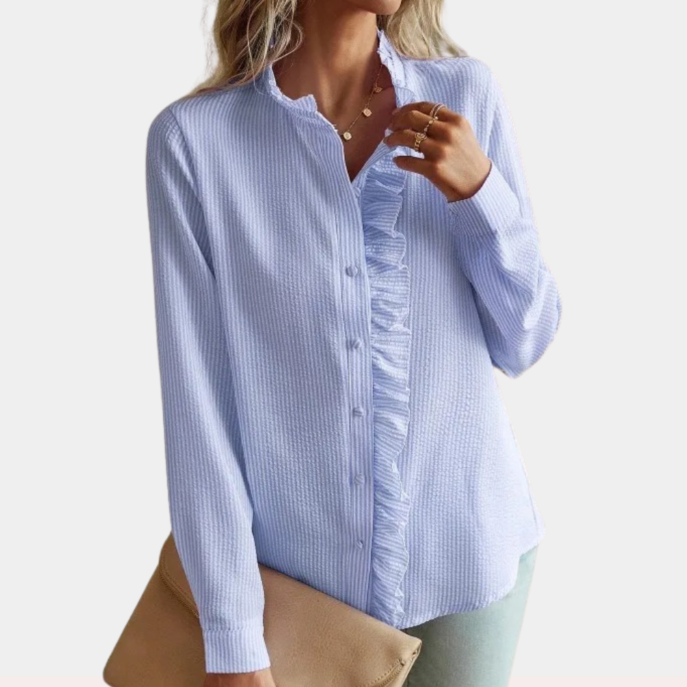 Stylish Striped Summer Blouse with Lightweight Breathable Fabric