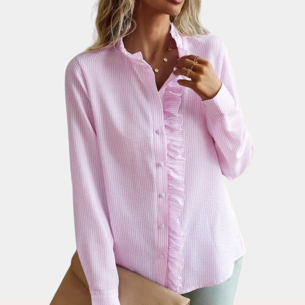 Stylish Striped Summer Blouse with Lightweight Breathable Fabric