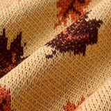 Women's Knitted Sweater - Leaf Pattern - Round Neck - Long Sleeve - Ribbed Cuffs