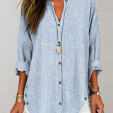 Women's Striped Button-Down Blouse - Casual Long Sleeve Shirt