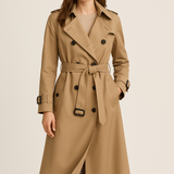 Women's Double Button Trench Coat - Classic Outerwear