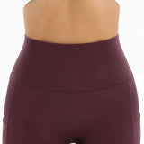 Women's fitness shorts with high waist and pocket