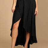 Women's Maxi Skirt - High Waist - Flowy Lightweight Fabric - High Slit Elegant Fit