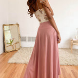 Women's Maxi Skirt - High Waist - Flowy Lightweight Fabric - High Slit Elegant Fit