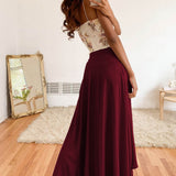 Women's Maxi Skirt - High Waist - Flowy Lightweight Fabric - High Slit Elegant Fit