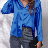 Women's Long-Sleeve Satin Blouse