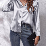 Women's Long-Sleeve Satin Blouse