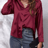 Women's Long-Sleeve Satin Blouse