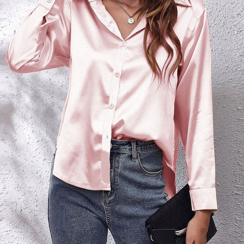 Women's Long-Sleeve Satin Blouse