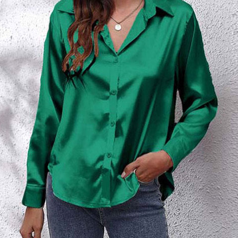 Women's Long-Sleeve Satin Blouse