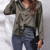 Women's Long-Sleeve Satin Blouse