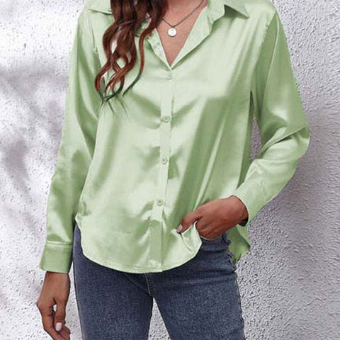 Women's Long-Sleeve Satin Blouse
