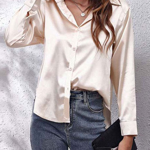 Women's Long-Sleeve Satin Blouse
