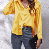 Women's Long-Sleeve Satin Blouse